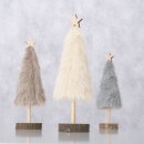 3er Set Deko-Weihnachtsb&auml;ume in Grau, Braun &amp; Creme