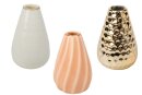3er Set Vasen wei&szlig; apricot gold