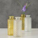 4-tlg. Set Vase gelb wei&szlig; H14cm &Oslash; 6cm