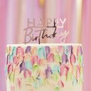 Acryl Tortenstecker Happy Birthday ros&eacute;gold