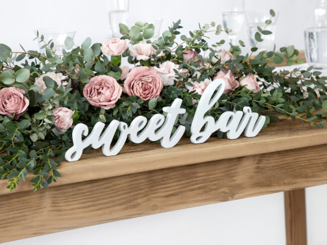 Aufsteller sweet bar weiss