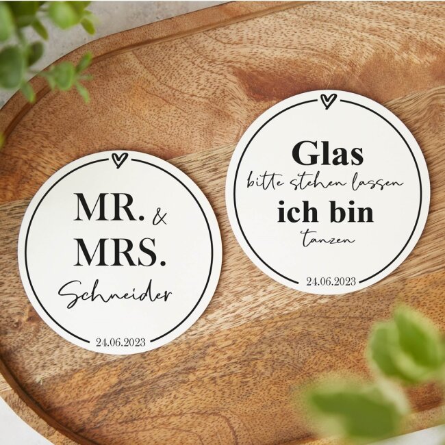Bierdeckel MR &amp; MRS personalisiert 50 Stk.