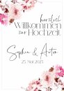 Blumen-Hochzeitsposter Pink DIN A2 hoch
