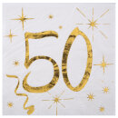 Cocktail Servietten 50. Geburtstag gold 20 Stk.