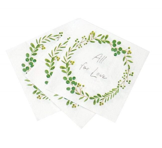 Cocktailservietten &quot;All for Love&quot; Botanical Hochzeit