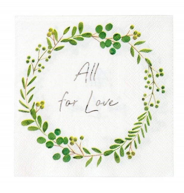 Cocktailservietten &quot;All for Love&quot; Botanical Hochzeit