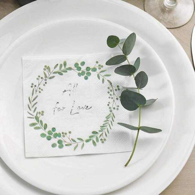 Cocktailservietten &quot;All for Love&quot; Botanical Hochzeit