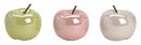 Deko Apfel Set Keramik gr&uuml;n weiss &amp; rosa 10cm 3...