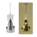 Deko Engel LED aus Glas mit Winterdeko