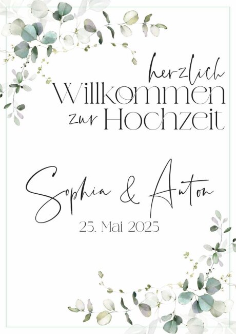 Eukalyptus Hochzeitsposter DIN A2 hoch