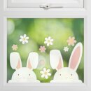 Fenstersticker Osterhasen &amp; Blumen 12 tlg.