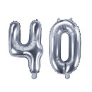 Folienballon ZAHL 40 Silber 86cm
