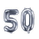 Folienballon ZAHL 50 Silber 86cm