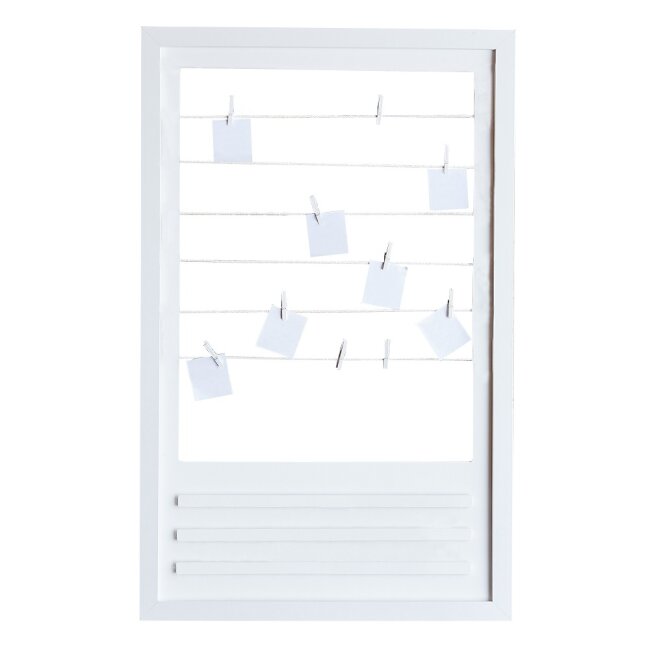 G&auml;stebuch Fotoleine mit Rahmen weiss personalisierbar