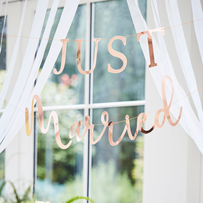 Girlande Just Married rosegold