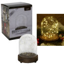 Glasglocke mit LED Lichterkette 12x15 cm
