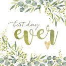 Hochzeitsservietten Eukalyptus Best Day Ever mit Herz 20...