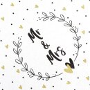 Hochzeitsservietten Mr &amp; Mrs 20 Stk.