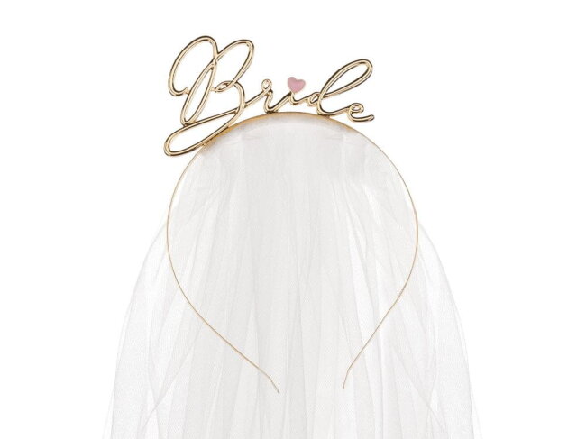 JGA Haarreif Bride mit Schleier gold