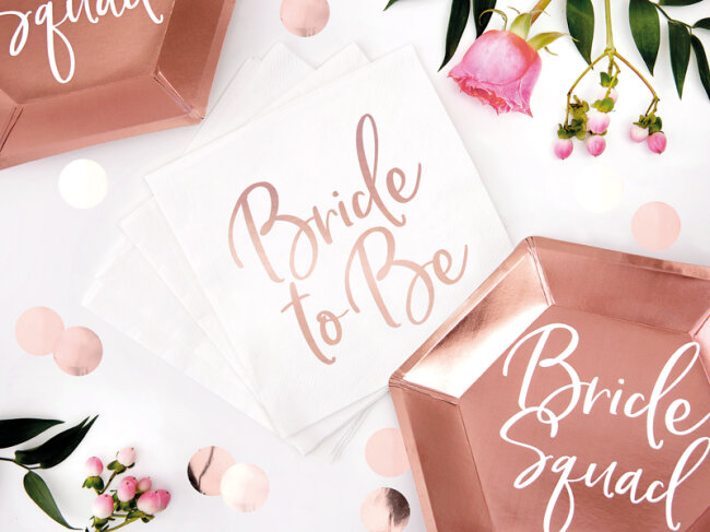 JGA Servietten BRIDE TO BE rosegold