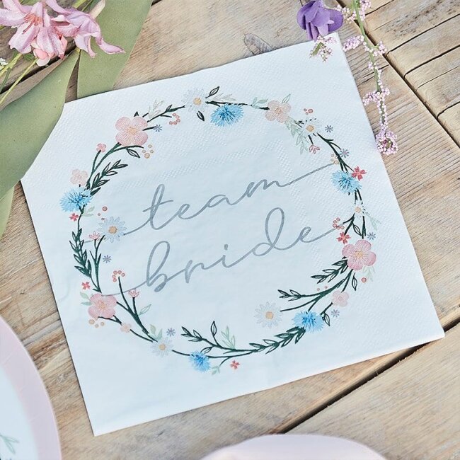 JGA Servietten Team Bride Boho Flower