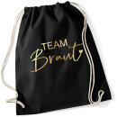 JGA Turnbeutel TEAM BRAUT + BRAUT gold  Schwarz TEAM BRAUT