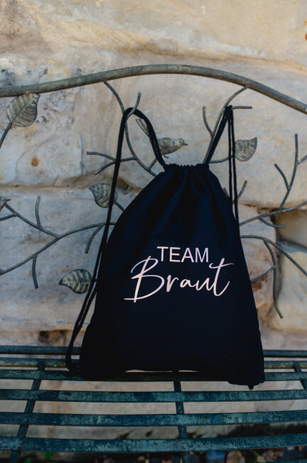JGA Turnbeutel TEAM BRAUT + BRAUT rosegold