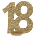 Jubil&auml;umszahl 18 Gold Aufsteller Glitter