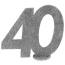 Jubiläumszahl 40 Aufsteller Zahl silber Glitzer