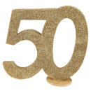 Jubiläumszahl 50 Gold Aufsteller Glitter