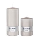 Kaheku Rillenkerze taupe 2er Set