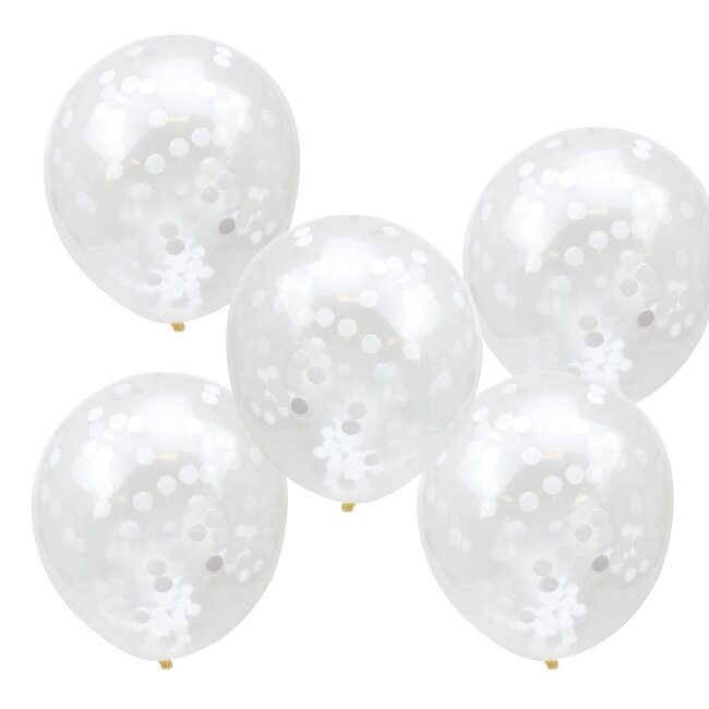 Konfetti Ballons wei&szlig; 5 Stk.