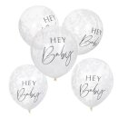 Konfetti Luftballons Hey Baby wei&szlig;