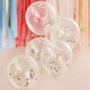 Konfettiballons Regenbogen pastell 5 Stk.