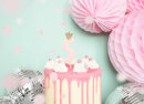 Kuchenkerze mit Krone Zahl 5 rosa