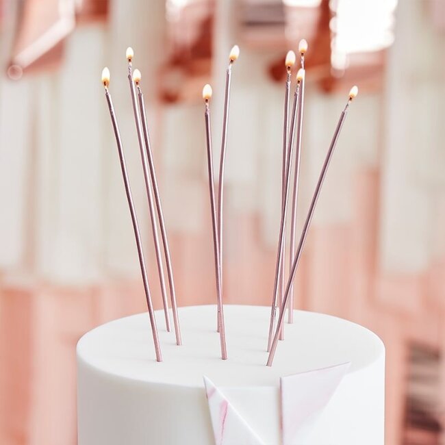 Kuchenkerzen extra Slim ros&eacute;gold 12 Stk.