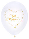 Luftballons JUST MARRIED weiss-gold 8 Stk.