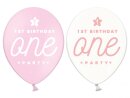 Luftballons ONE rosa/transparent  6 Stk.