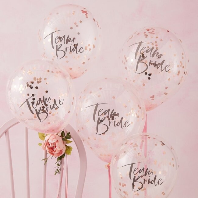 Luftballons Team Bride ros&eacute;gold 5 Stk.