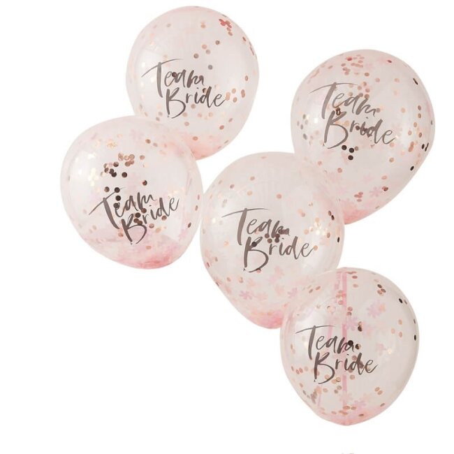 Luftballons Team Bride ros&eacute;gold 5 Stk.