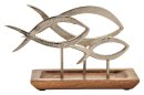 Metall Fische auf Mangoholz Sockel H17cm
