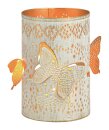 Metall Windlicht Schmetterling wei&szlig;-gold 2 Stk.