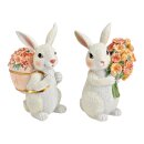 Osterfigur Hasenpaar mit Blumen Set 2-tlg.