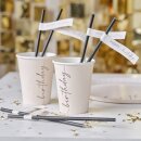 Papier Strohhalme Happy Birthday schwarz 16 Stk.