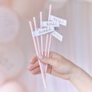 Papier Strohhalme Team Bride rosa 16 Stk.