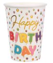 Pappbecher Happy Birthday Konfetti bunt 8 Stk.