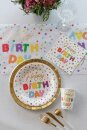 Pappbecher Happy Birthday Konfetti bunt 8 Stk.