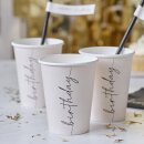Partybecher Happy Birthday creme 8 Stk.