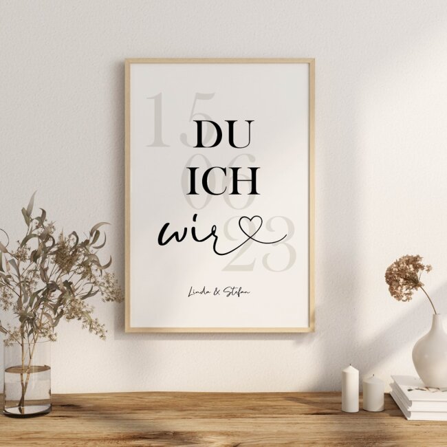 Poster Hochzeit personalisiert &quot;Du Ich Wir&quot;