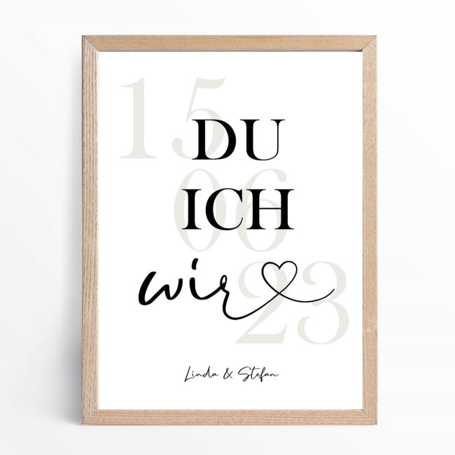 Poster Hochzeit personalisiert &quot;Du Ich Wir&quot;
